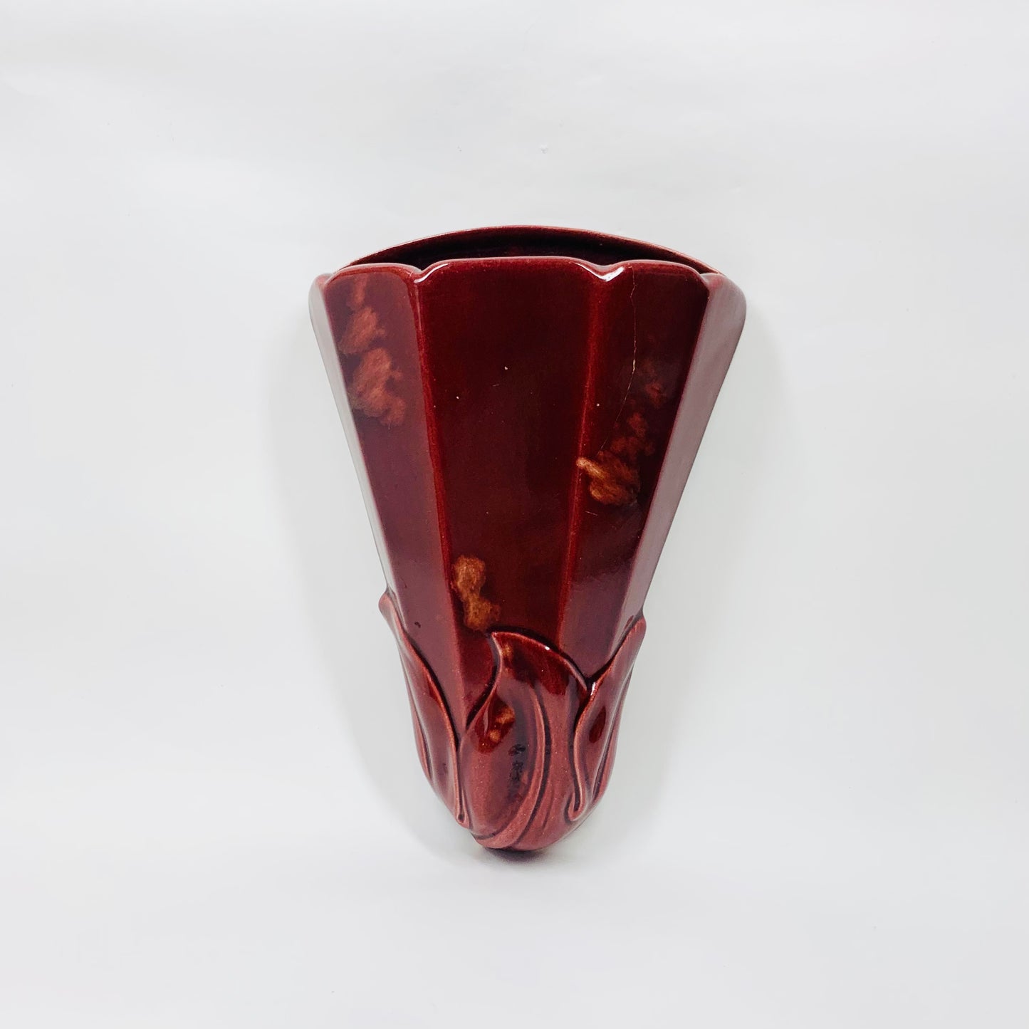 Antique Art Deco red porcelain wall pocket vase