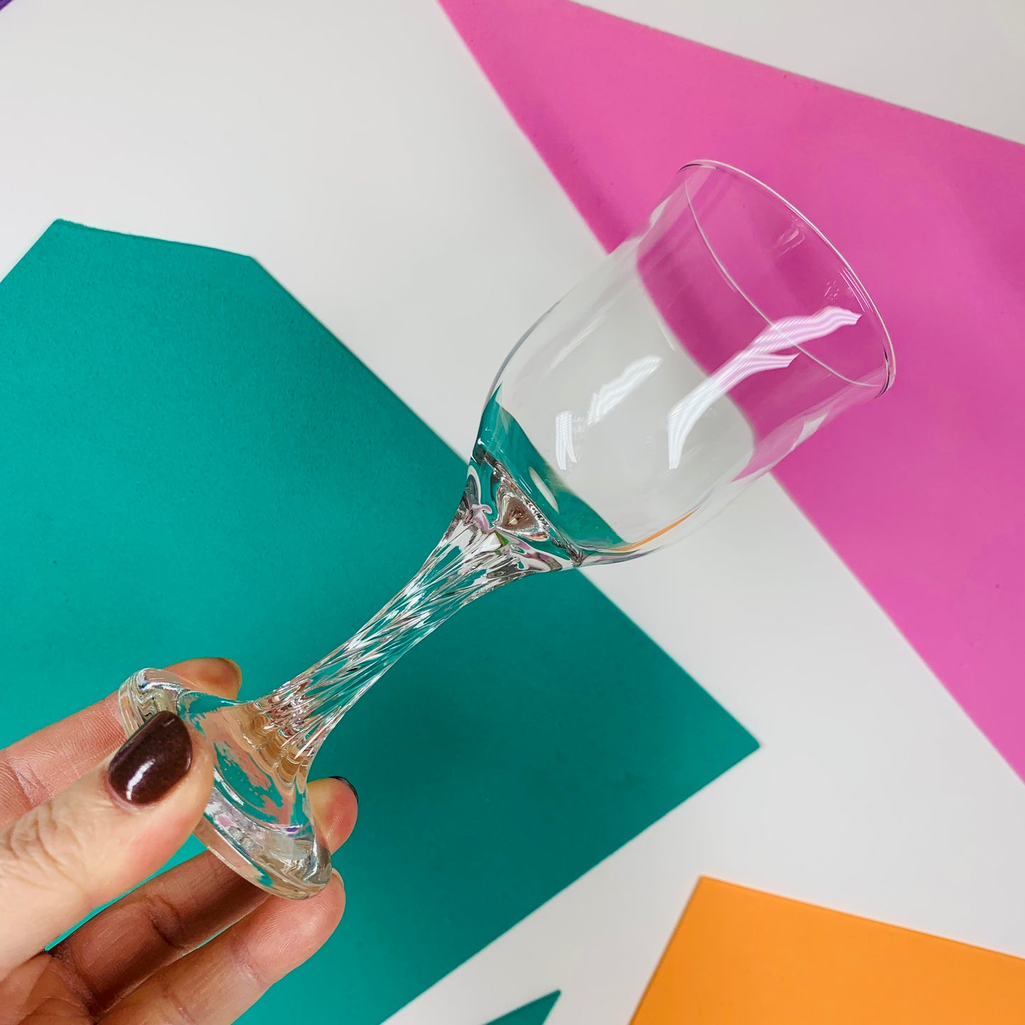 Midcentury twist stem sweet wine glasses