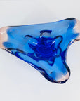 Space Age blue and rose Sklo Union glass ashtray