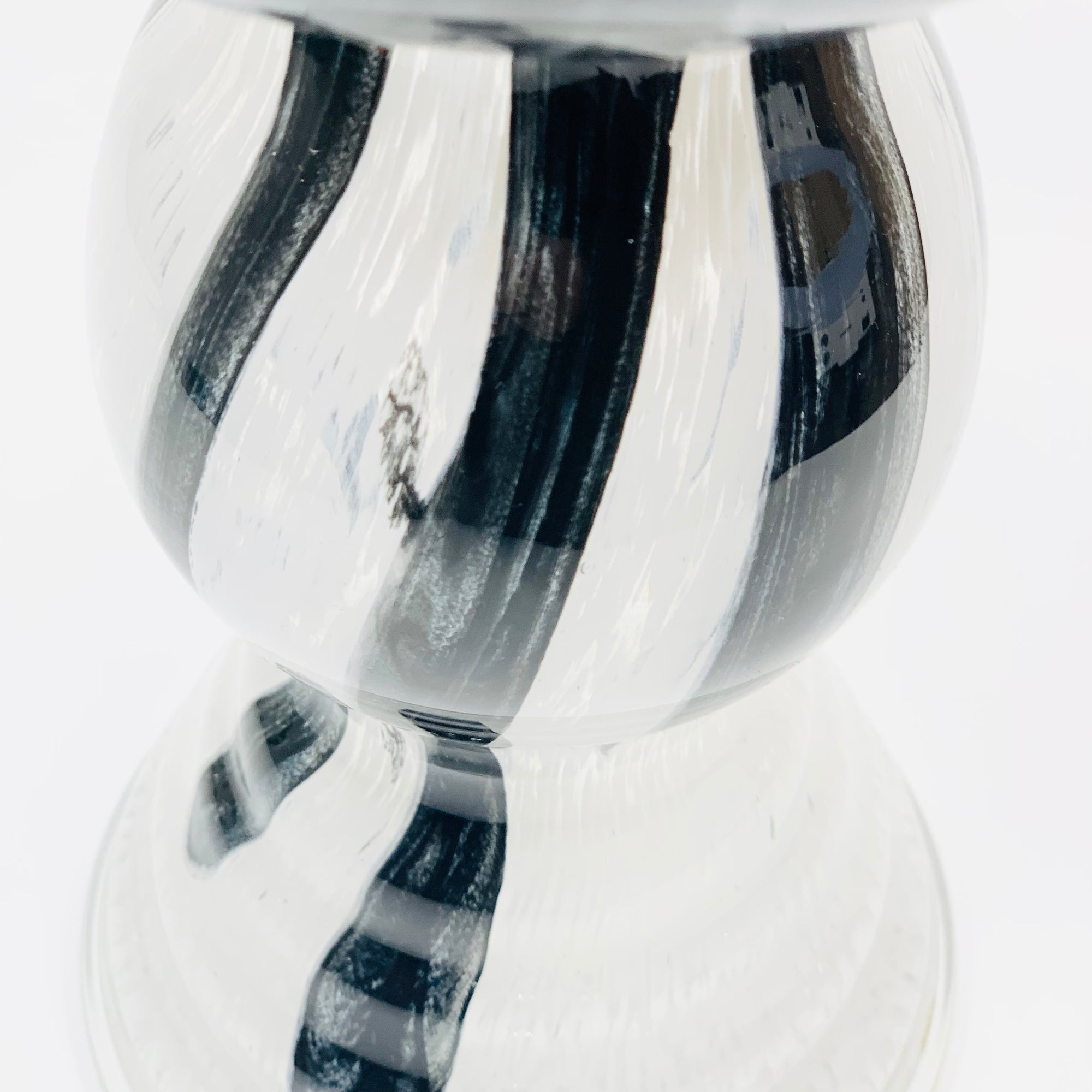 Rare Space Age mouth blown white and black Murano glass vase