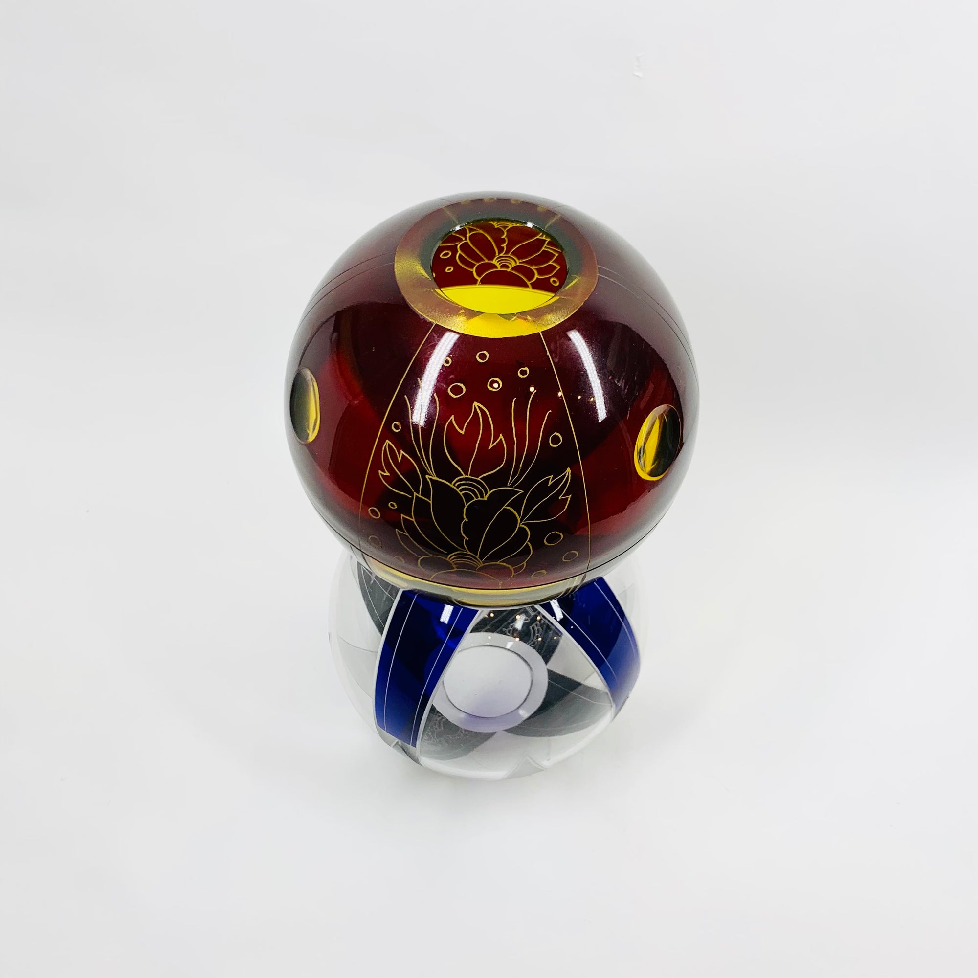 Antique Art Deco ruby enamel globe citrine glass posy vase by Karl Palda