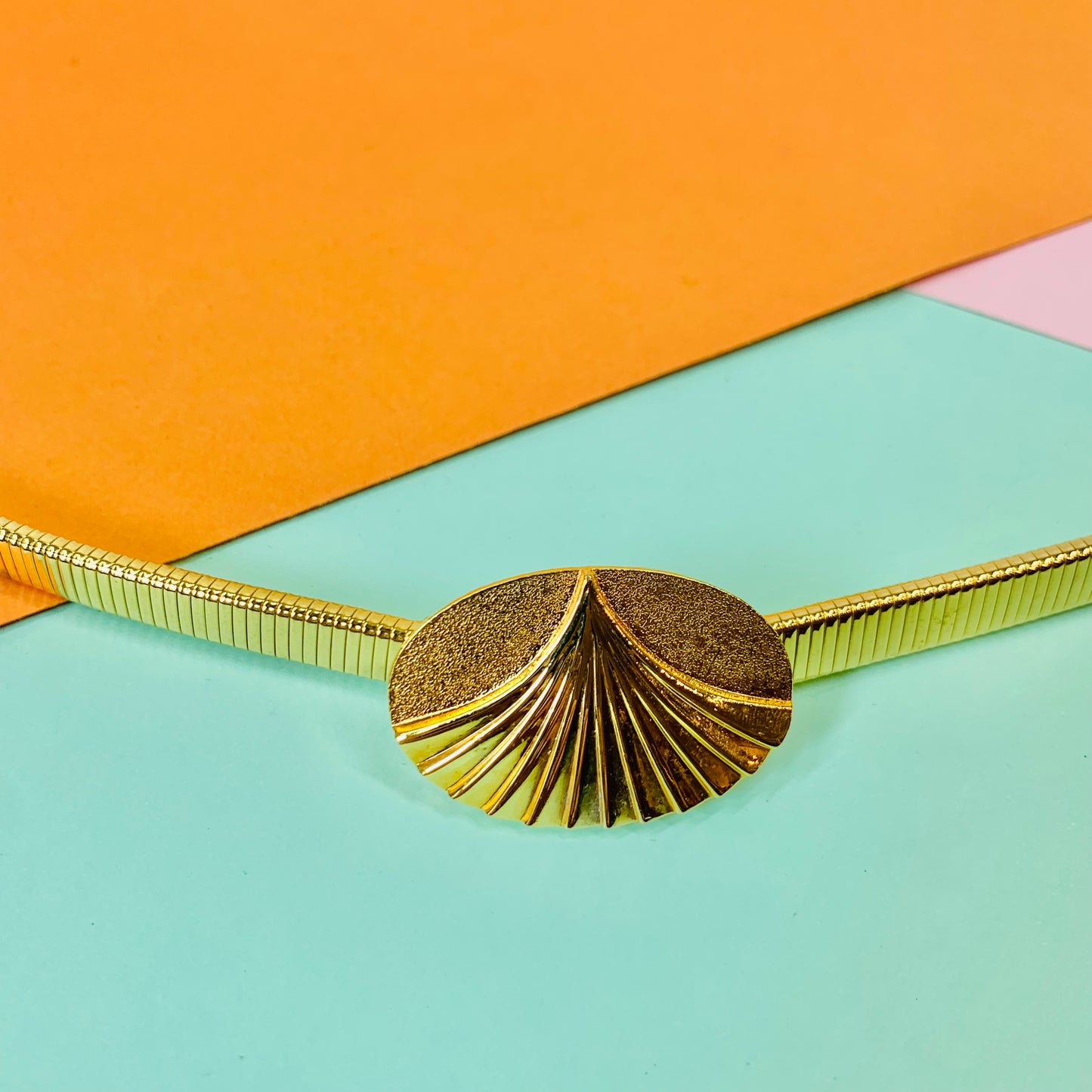 Rare 1970s gold plated Bijoux mesh hook belt