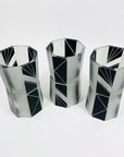 Extremely extremely rare antique Art Deco black enamel decanter satin glass set by Karl Palda