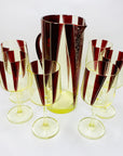 Extremely extremely rare antique Art Deco ruby enamel and citrine glass jug and matching wine glasses set by Karl Palda