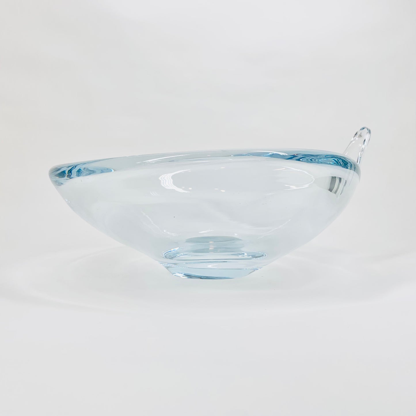 1960s Swedish Strombergshyttan modern glass tear drop bowl