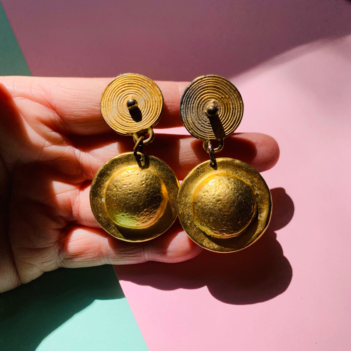 1960s round drop button clip on earrings