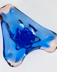 Space Age blue and rose Sklo Union glass ashtray