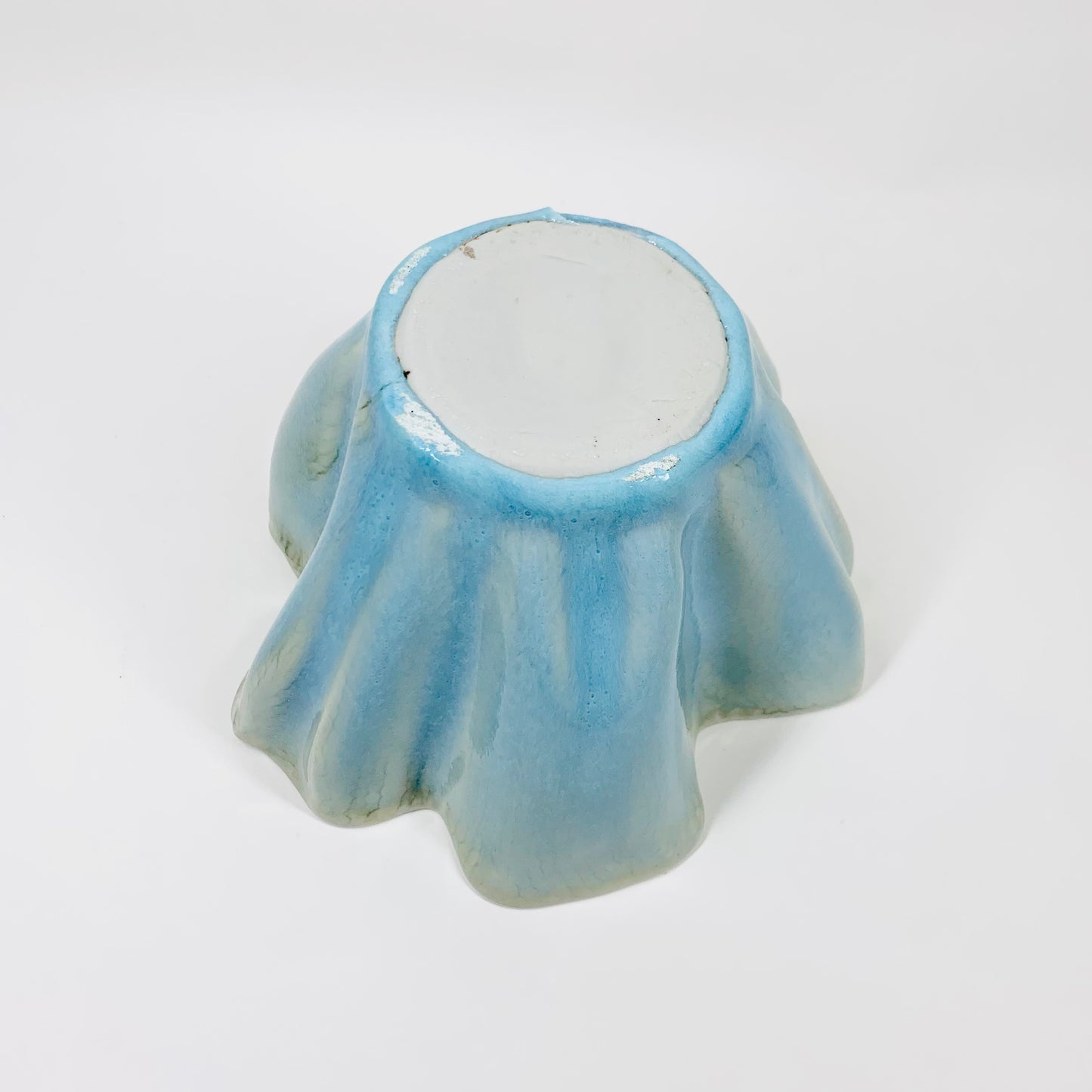 Vintage hand made Japanese blue glazed pottery ikebana vessel/vase