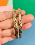 Vintage hammered brass tri-tone round bangle