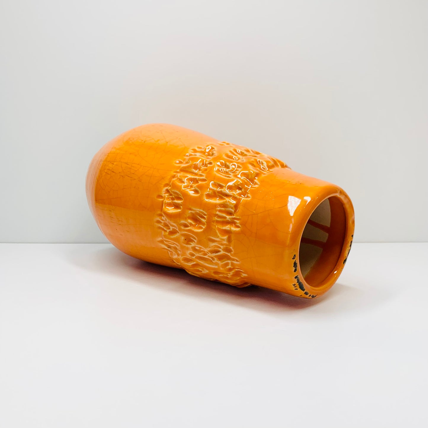 MCM orange glazed pottery vase