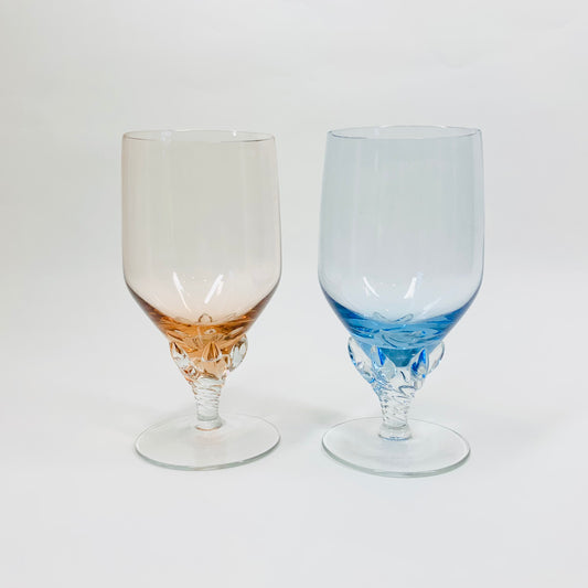 Midcentury harlequin twist stem sweet wine glasses