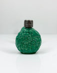 Antique hand carved Bohemian malachite mini perfume bottle with silver plated stopper