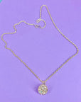 Vintage silver chain with large Swarovski crystal ball pendant