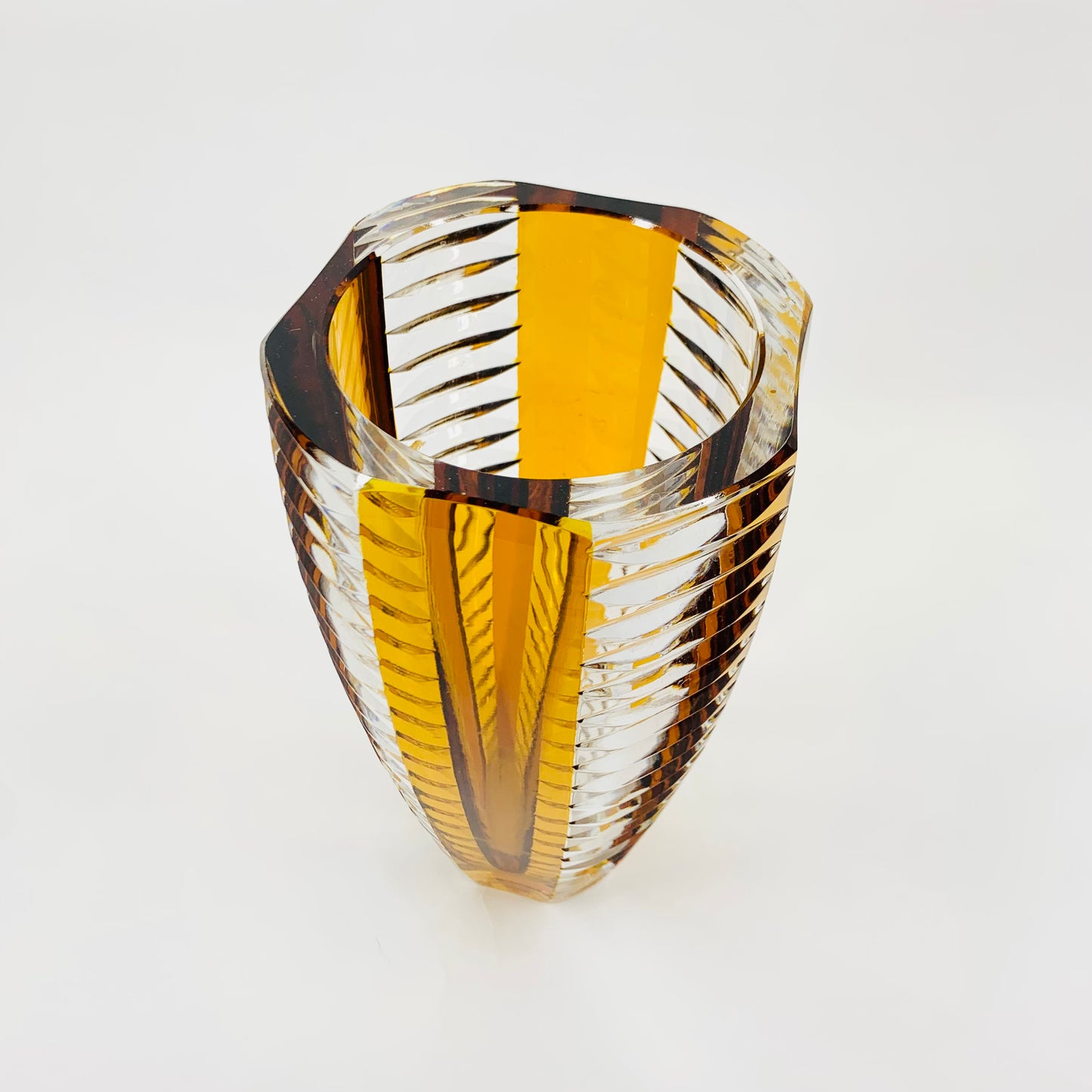 Antique Art Deco gold enamel crystal vase by Karl Palda