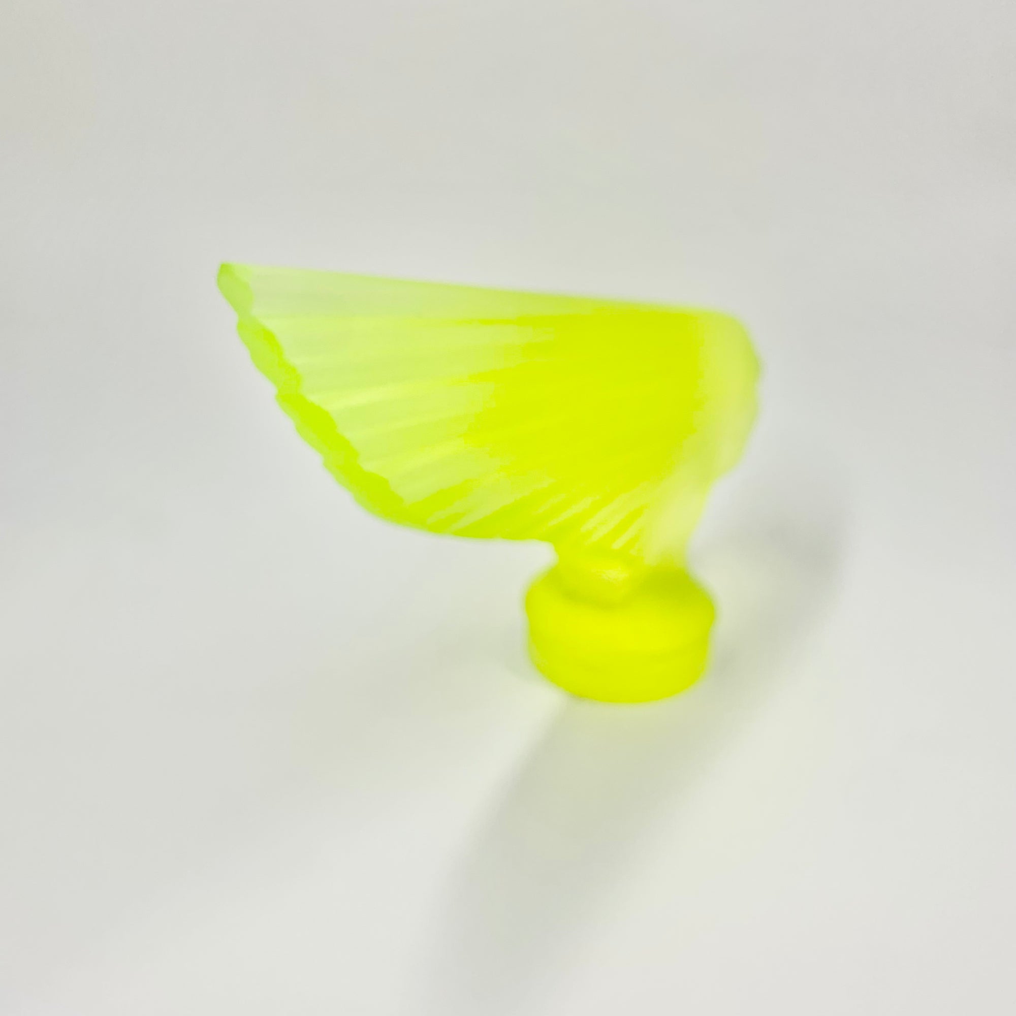 Art Deco reproduction of Lalique car mascot Victoire in uranium glass
