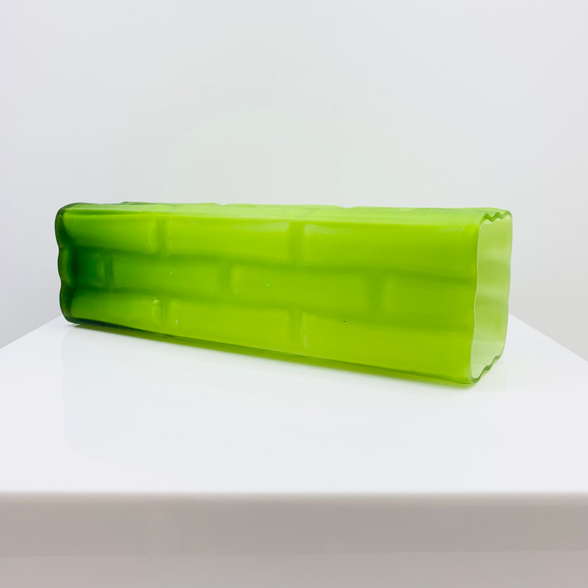 1960s JAPANESE GREEN SATIN GLASS BAMBOO VASE