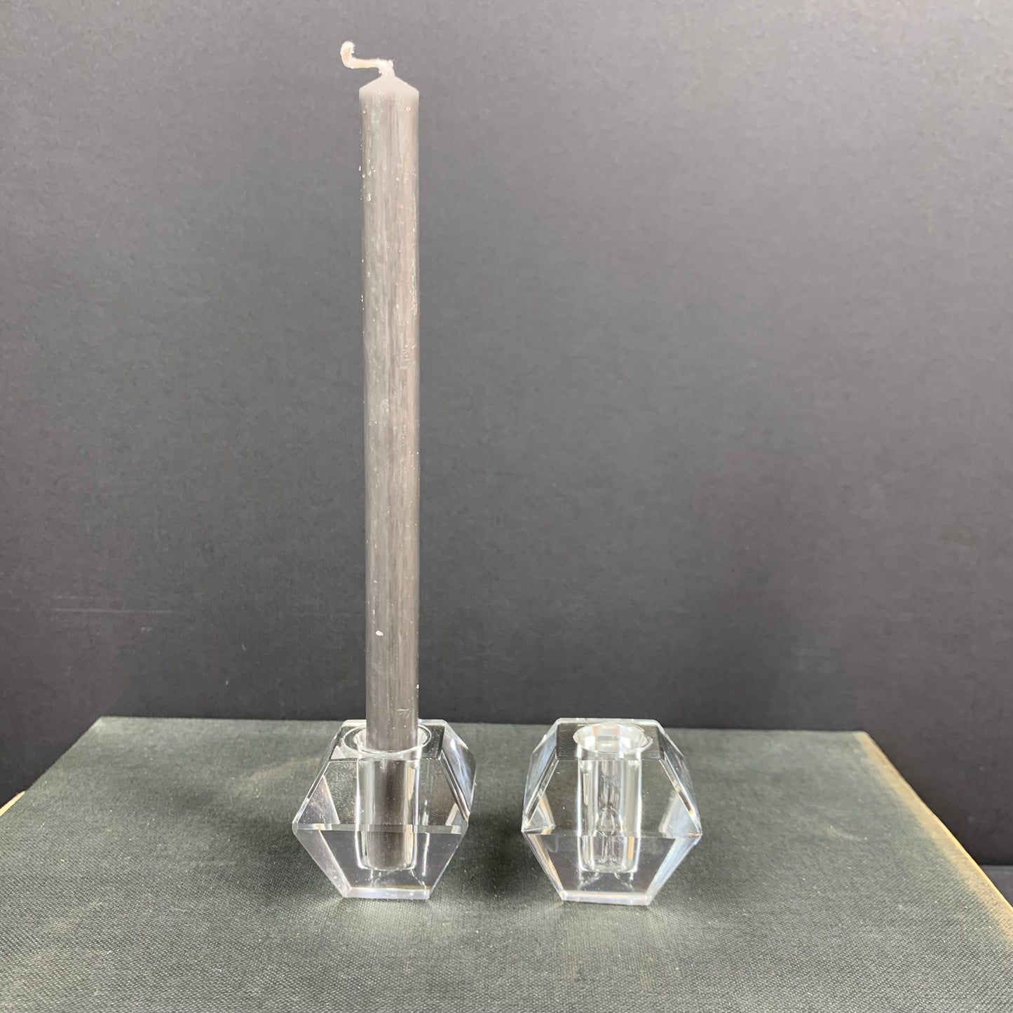 MCM Scandinavian faceted glass candle holder