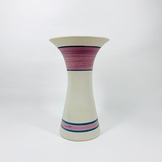 Rare hand painted 1980s white pottery vase