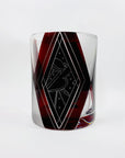 Extremely rare antique Art Deco part satin black and ruby enamel cylinder glass vase by Karl Palda