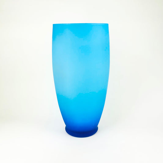 MCM cased satin turquoise glass vase