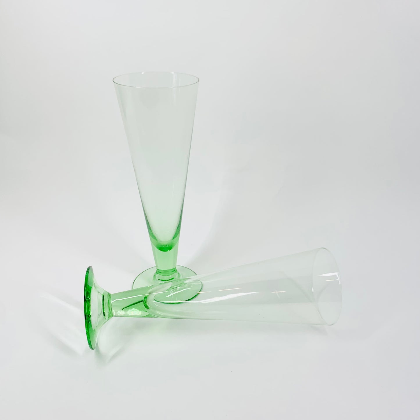 Rare MCM green glass parfait/champagne flutes