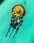 Extremely rare 1980s Nature Bijoux hand made metal enamel jelly fish brooch with pearls