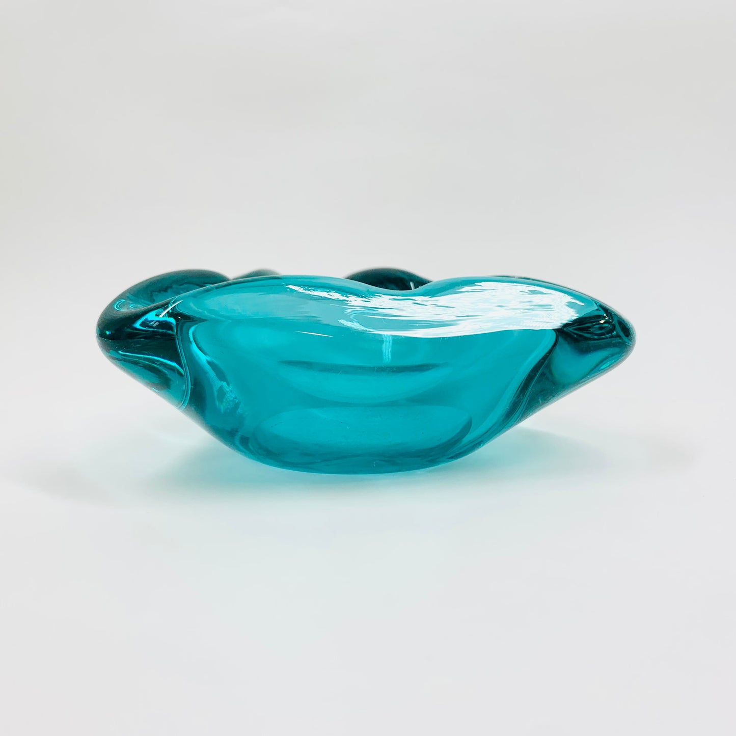 MCM Murano triangular thick turquoise glass ashtray