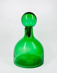 Rare mouth blown vintage Pols Potten green glass decanter bottle with matching stopper
