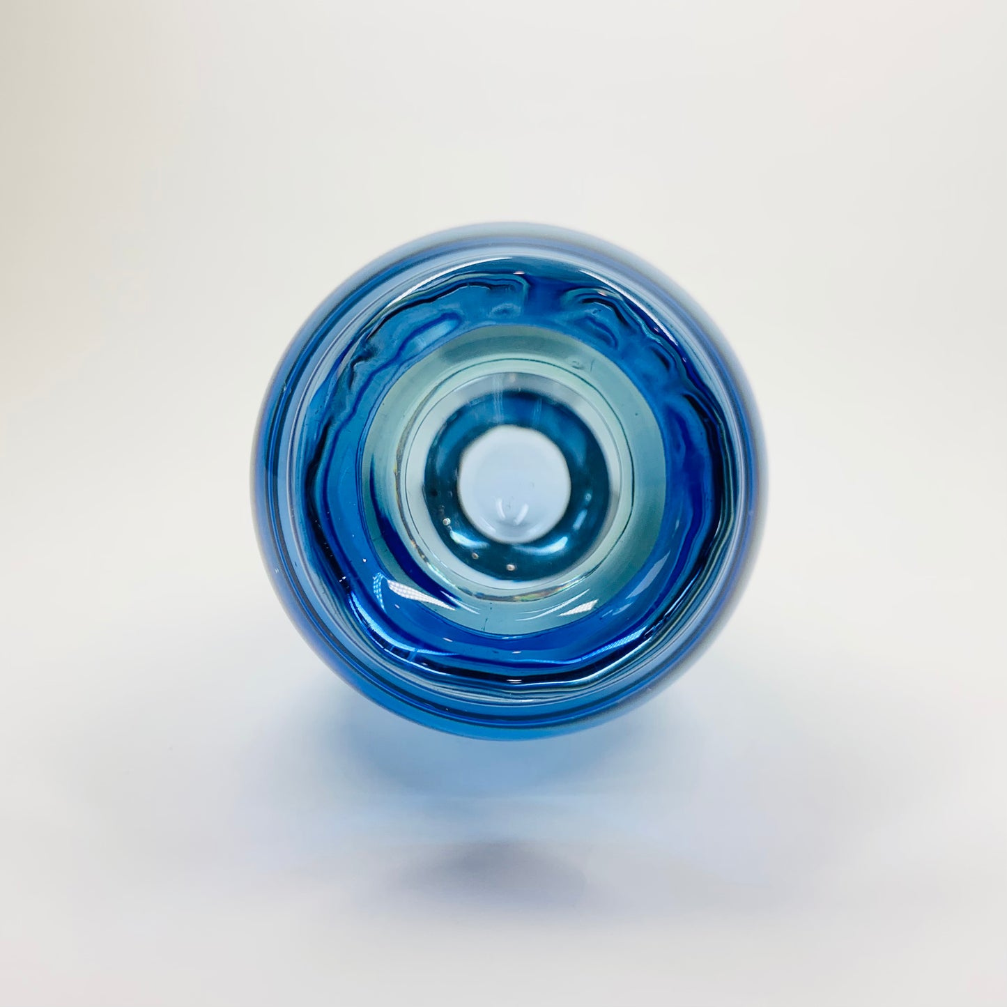 MCM blue Murano sommerso glass paperweight posy vase