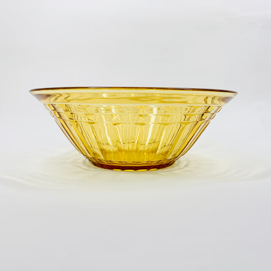 Antique Art Deco pressed amber glass salad/fruit bowl