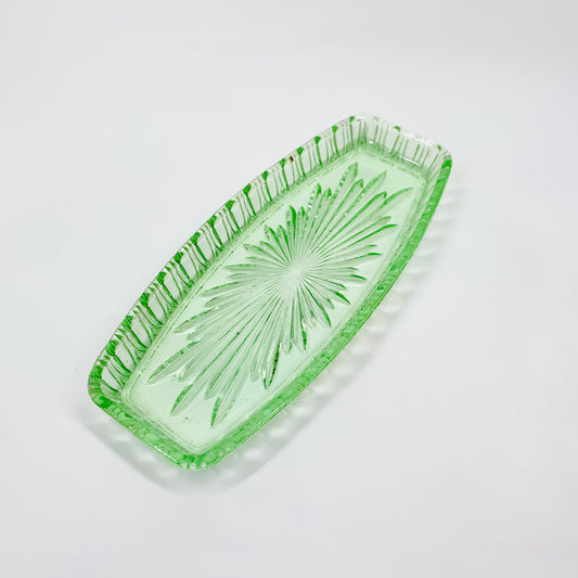 Green depression glass sandwich/serving plate