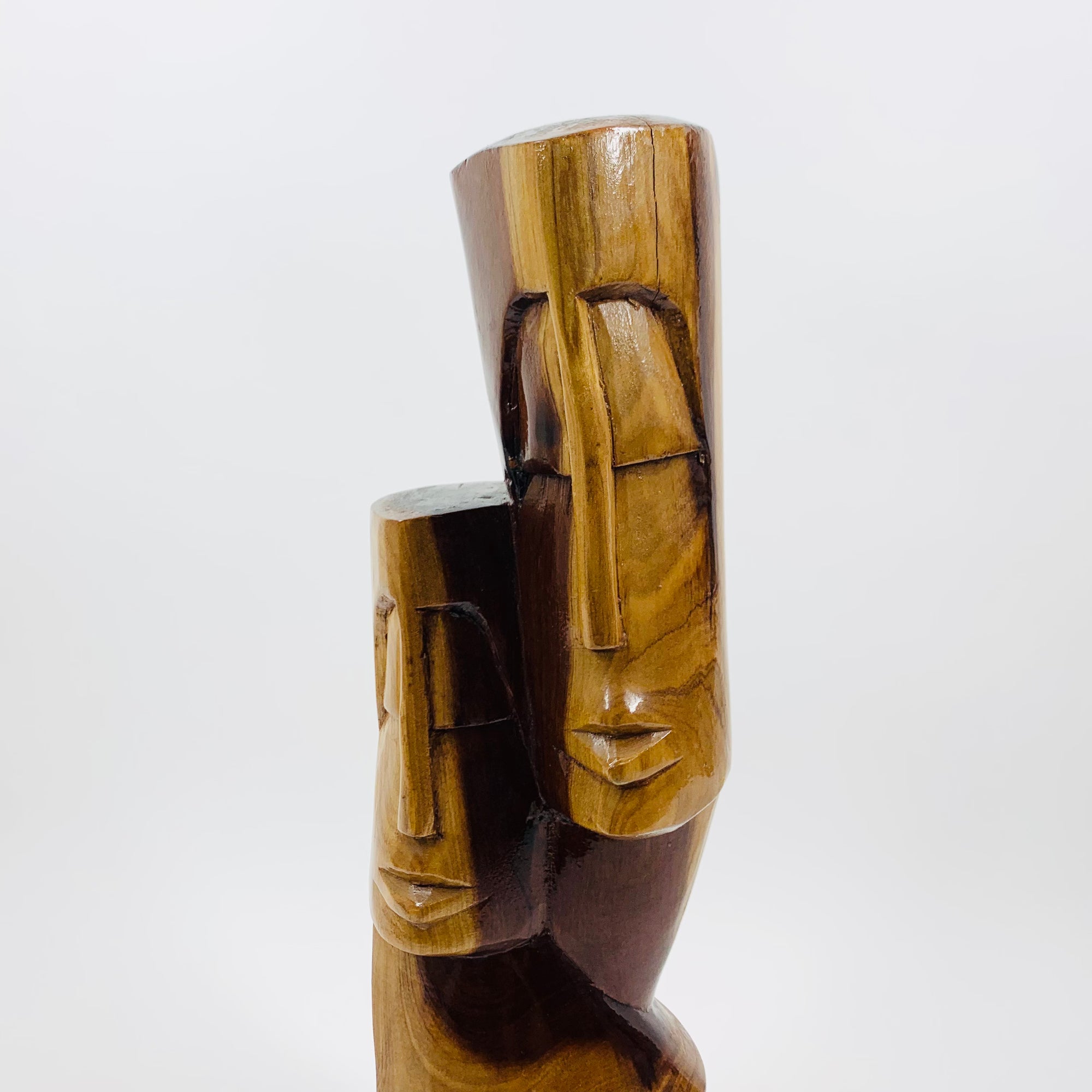 Midcentury Balinese hand carved lacquered abstract wood sculpture