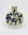 Vintage modernist style Vietnamese hand painted pottery vase