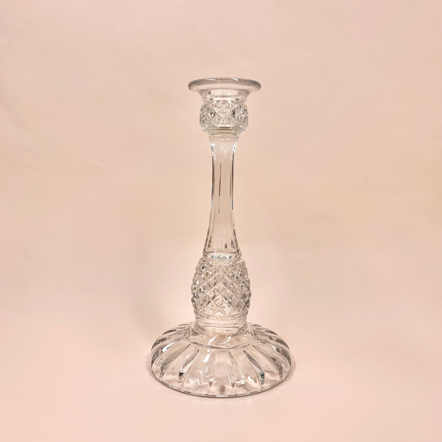 Antique tall cut crystal candle holder