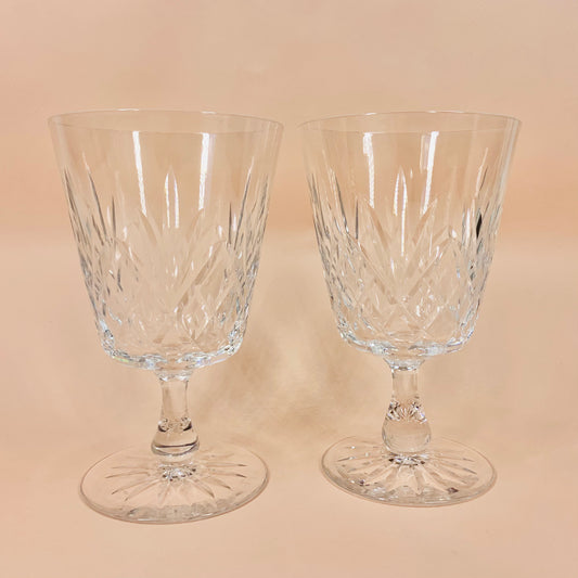 Antique Webb short stem hand etched crystal wine glasses