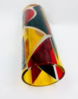 Extremely rare antique Art Deco citrine, black and ruby enamel cylinder glass vase by Karl Palda