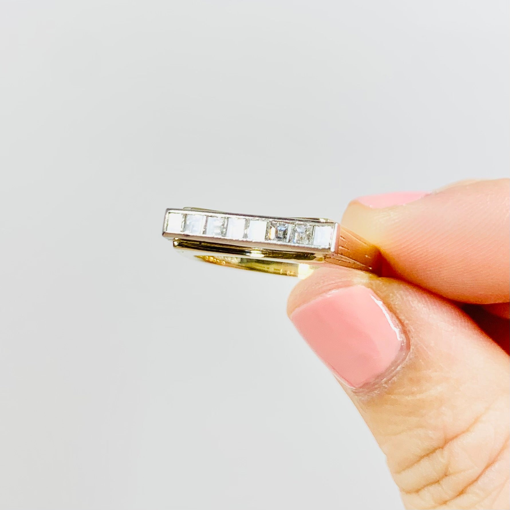 1960s MODERNIST BRUTALIST TWO TONE GOLD DIAMOND RING