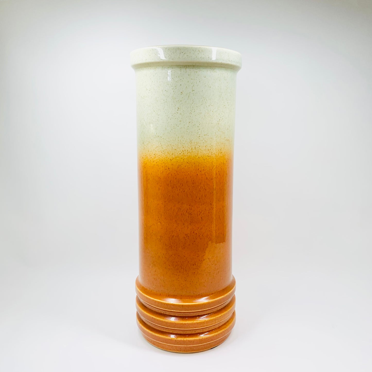 Extremely rare large MCM Israeli hand-painted orange pottery vase by Lapid
