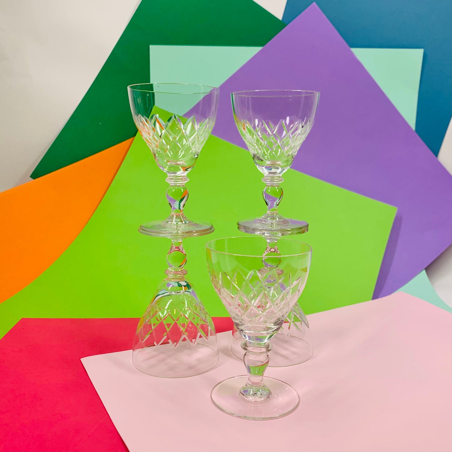 Vintage fine crystal footed liqueur glasses