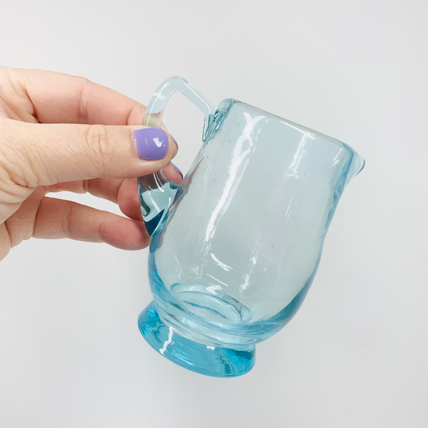 Midcentury turquoise glass creamer and sugar bowl set