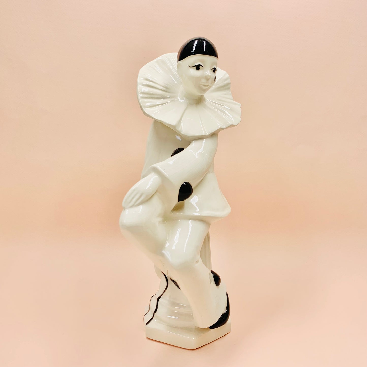 1980s white and black porcelain pantomime figurine