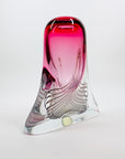 Vintage hand made signed Jablonski sommerso pink art glass vase