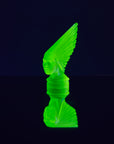 Art Deco reproduction of Lalique car mascot Victoire in uranium glass