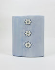 Rare hand painted 1980s lavender pottery vase with daisies