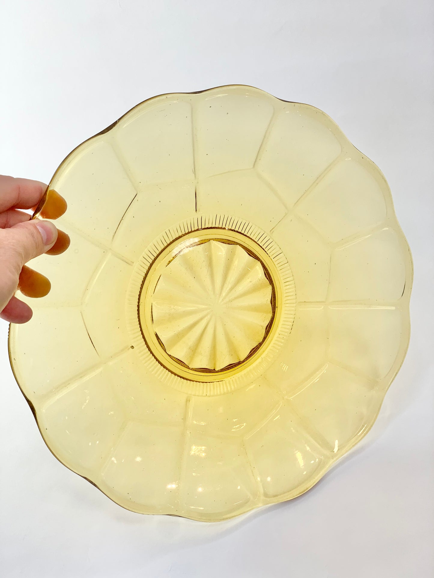 Art Deco amber glass serving plate
