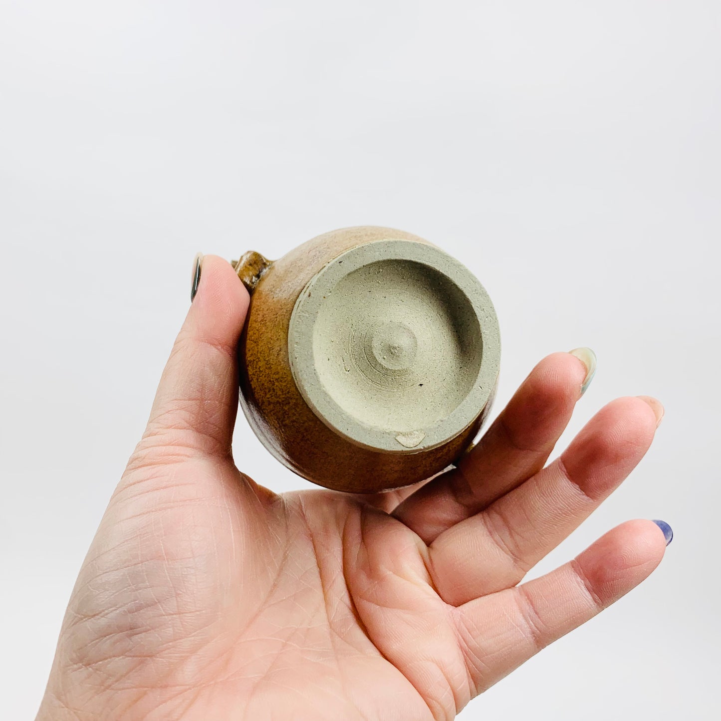 Midcentury hand glazed Australian stonewash mini pottery amphora