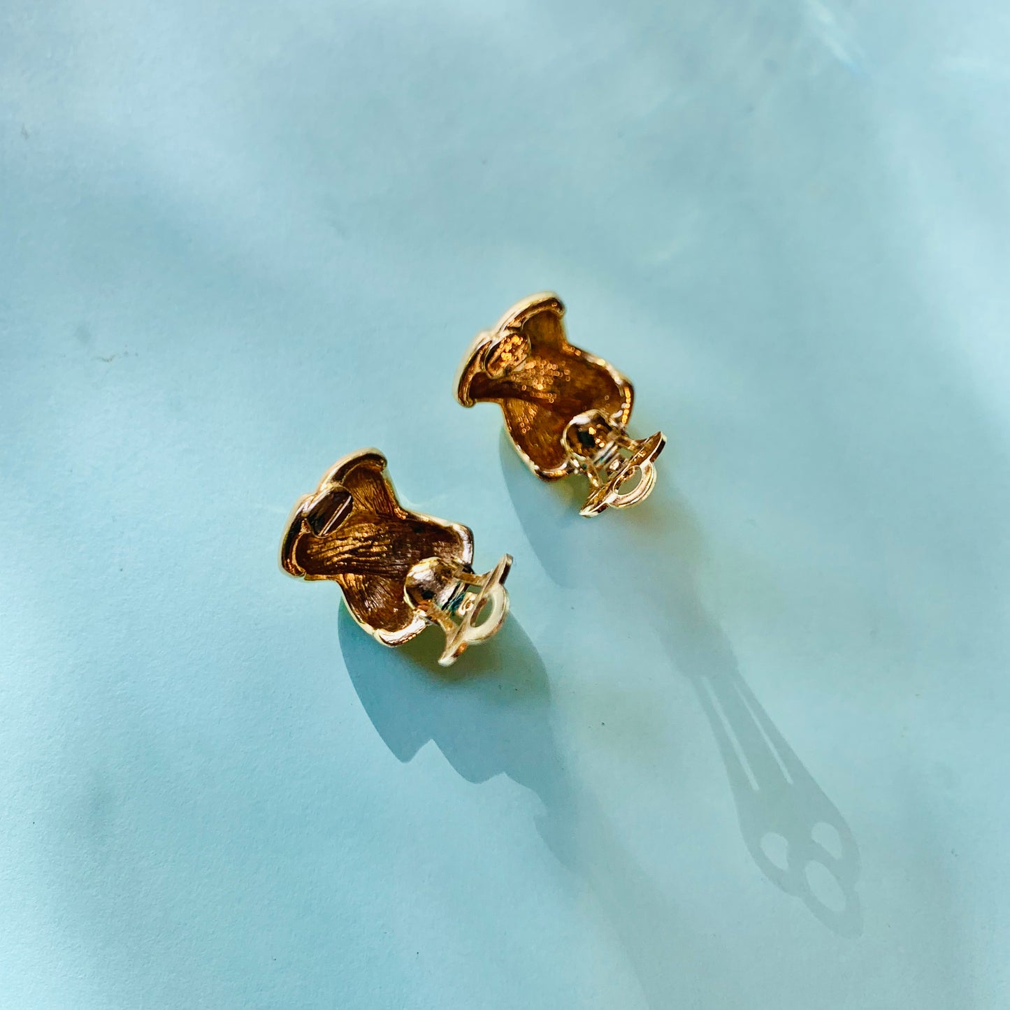 Rare 1960s Barcs triple plated gold X clip on earrings