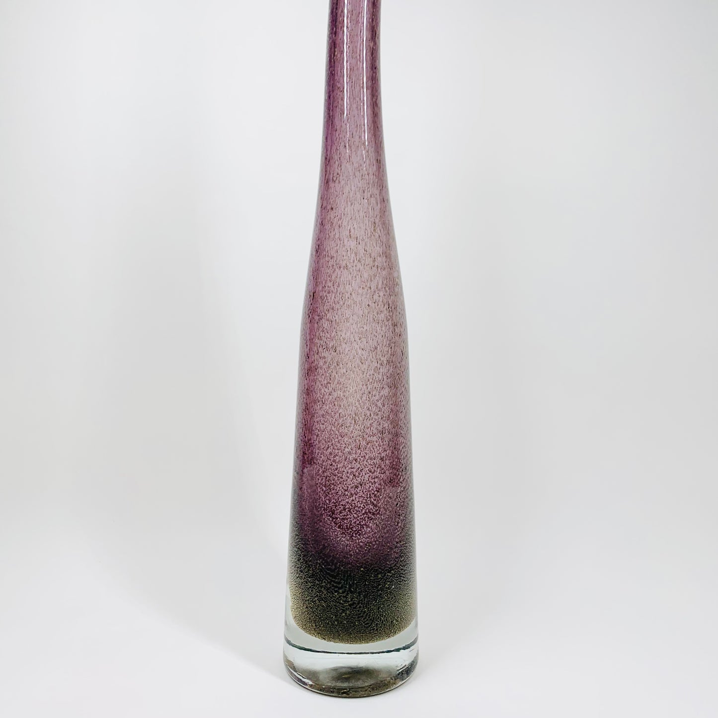 Vintage tall purple art glass with gold aventurine bottle vase