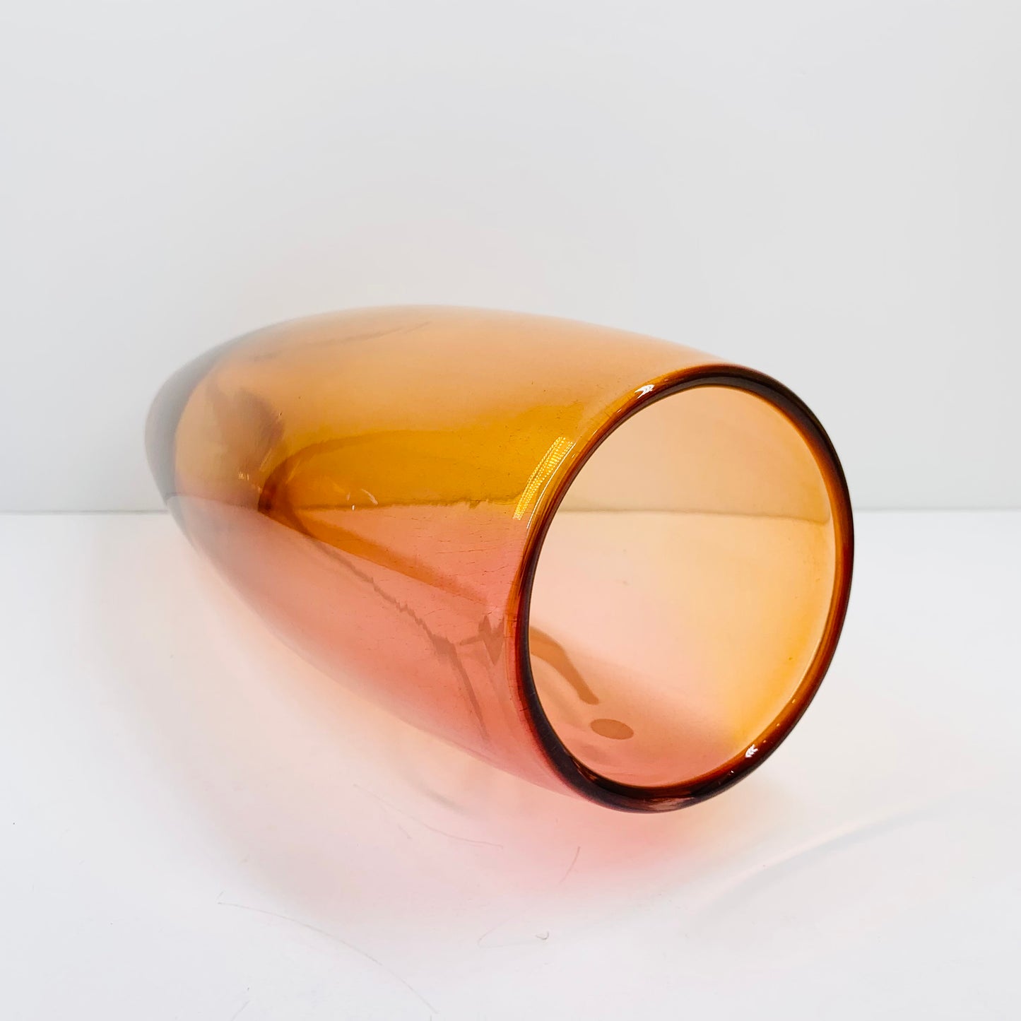 Vintage Rossi Glass Canada red orange gradient art glass vase