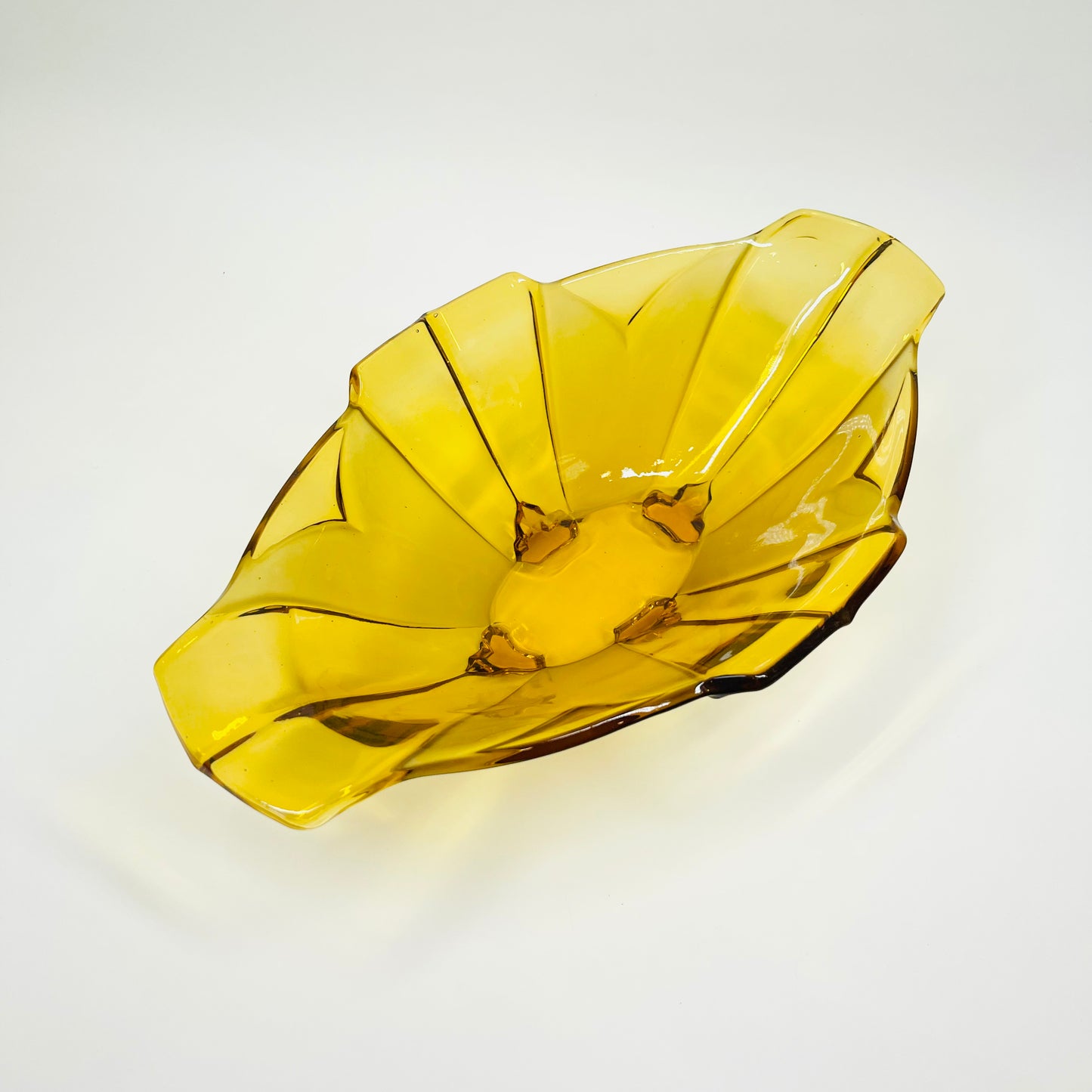 Art Deco Amber Footed Glass Bowl